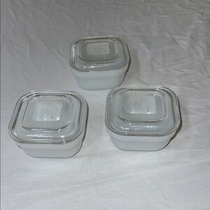 3 Vintage‎ Fire King Balkan Milk Glass Yogurt Maker Bowls Lids